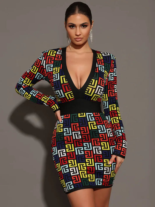 Luxe Jacquard Bandage Mini Dress