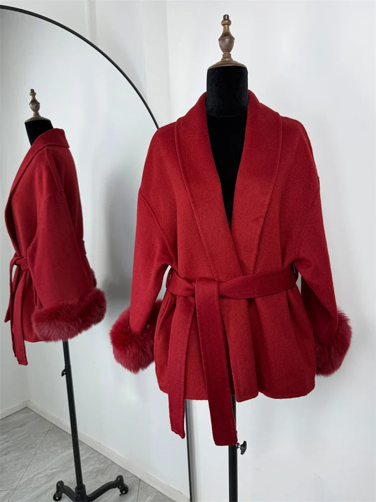 Fox Fur Wool Overcoat