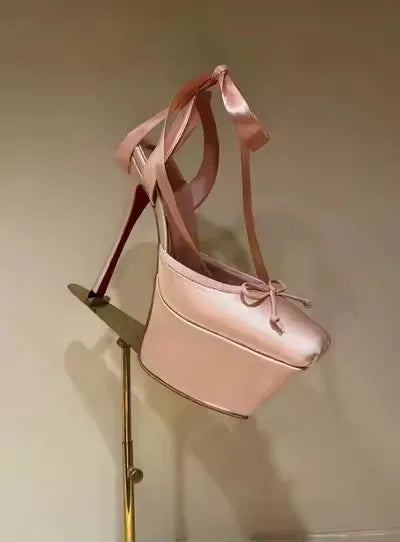 Butterfly-Knot Platform High Heels