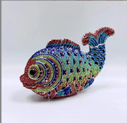 Fish Rhinestone Clutch Bag