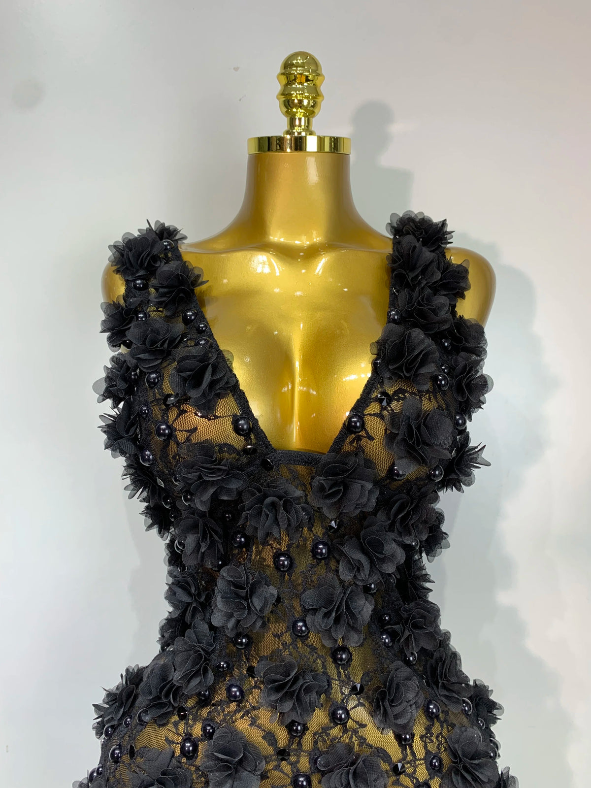 Bloom Pearls Lace Mini Dress