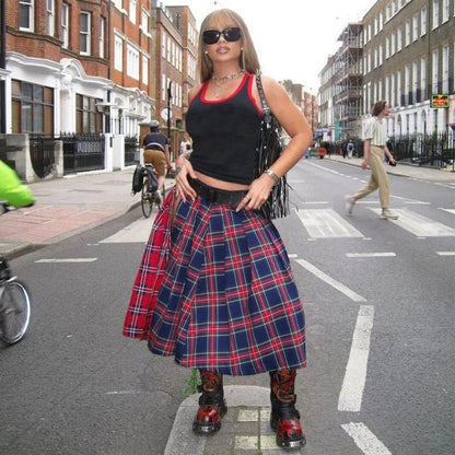 Vintage Plaid Midi Skirt