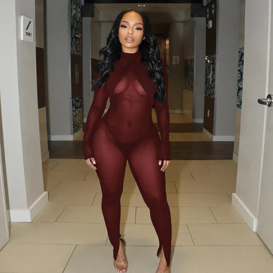 Gena Sheer Mesh Jumpsuit