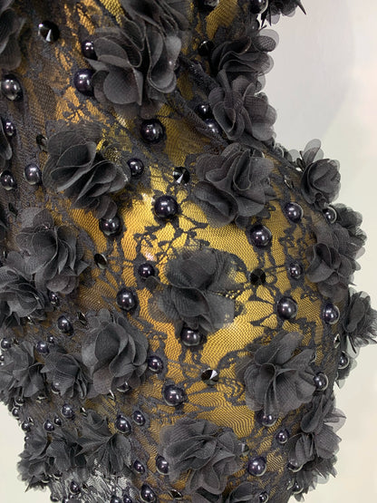 Bloom Pearls Lace Mini Dress