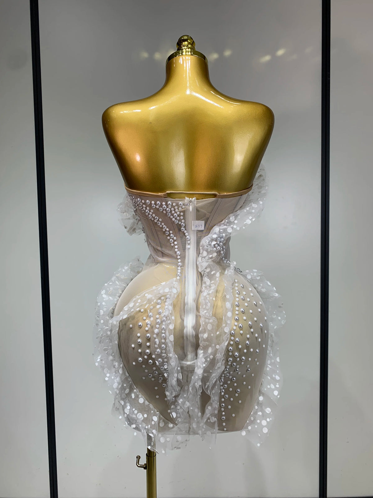 Pearl Ruched Mini Dress