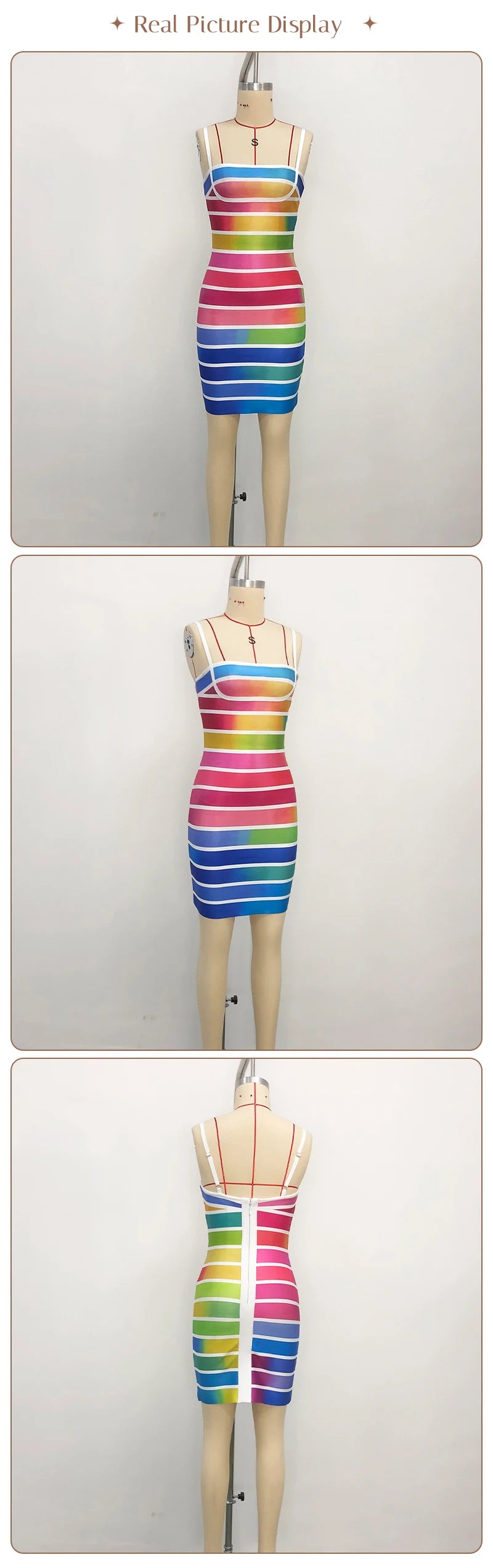 Rainbow Stripe Bandage Mini Dress