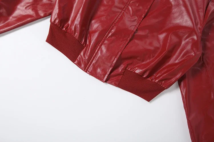 Red Leather Short Set