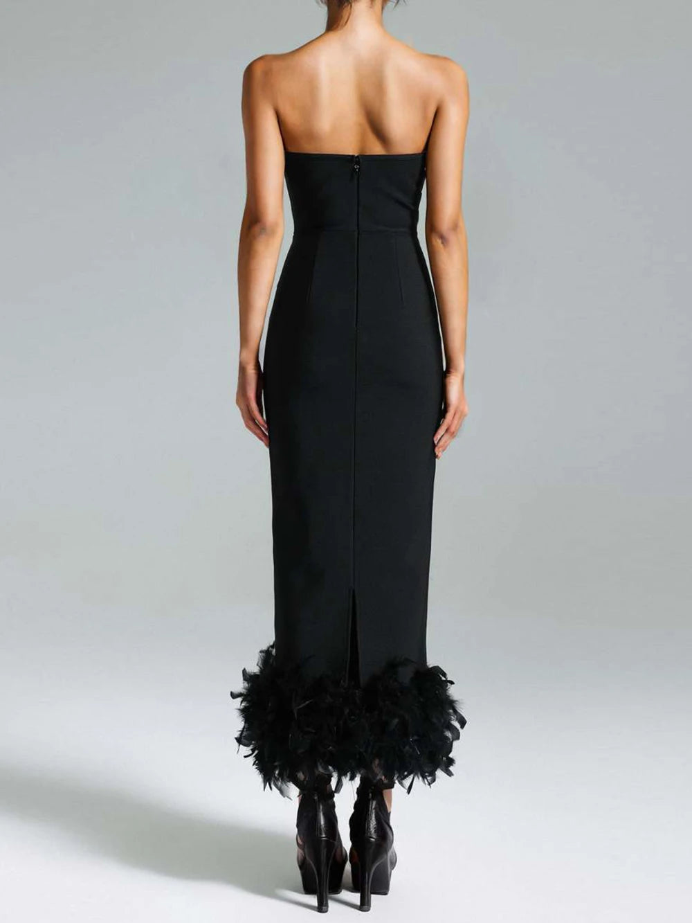 Feather Cocktail Bandage Maxi Dress