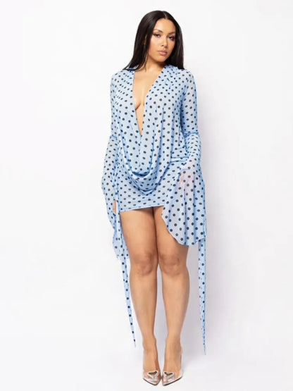 Polka Dot Print Mini Dress