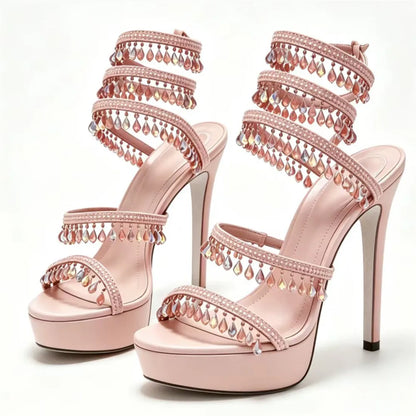 Nisha Rhinestone Platform High Heels