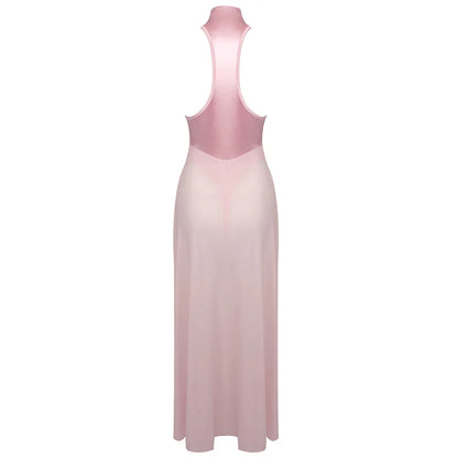 Pink Satin Chiffon Dress