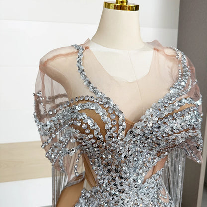 Silver Mesh Mini Dress