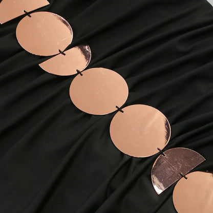 Metallic Discs Pleated Bodycon Dress