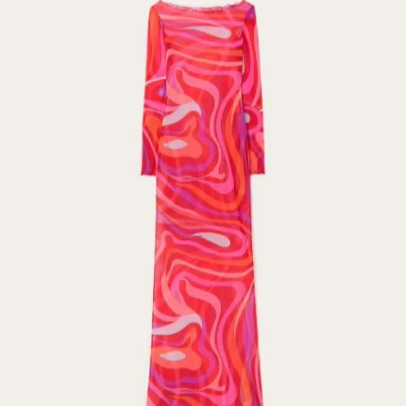 Marian Sheer Mesh Maxi Dress