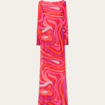 Marian Sheer Mesh Maxi Dress