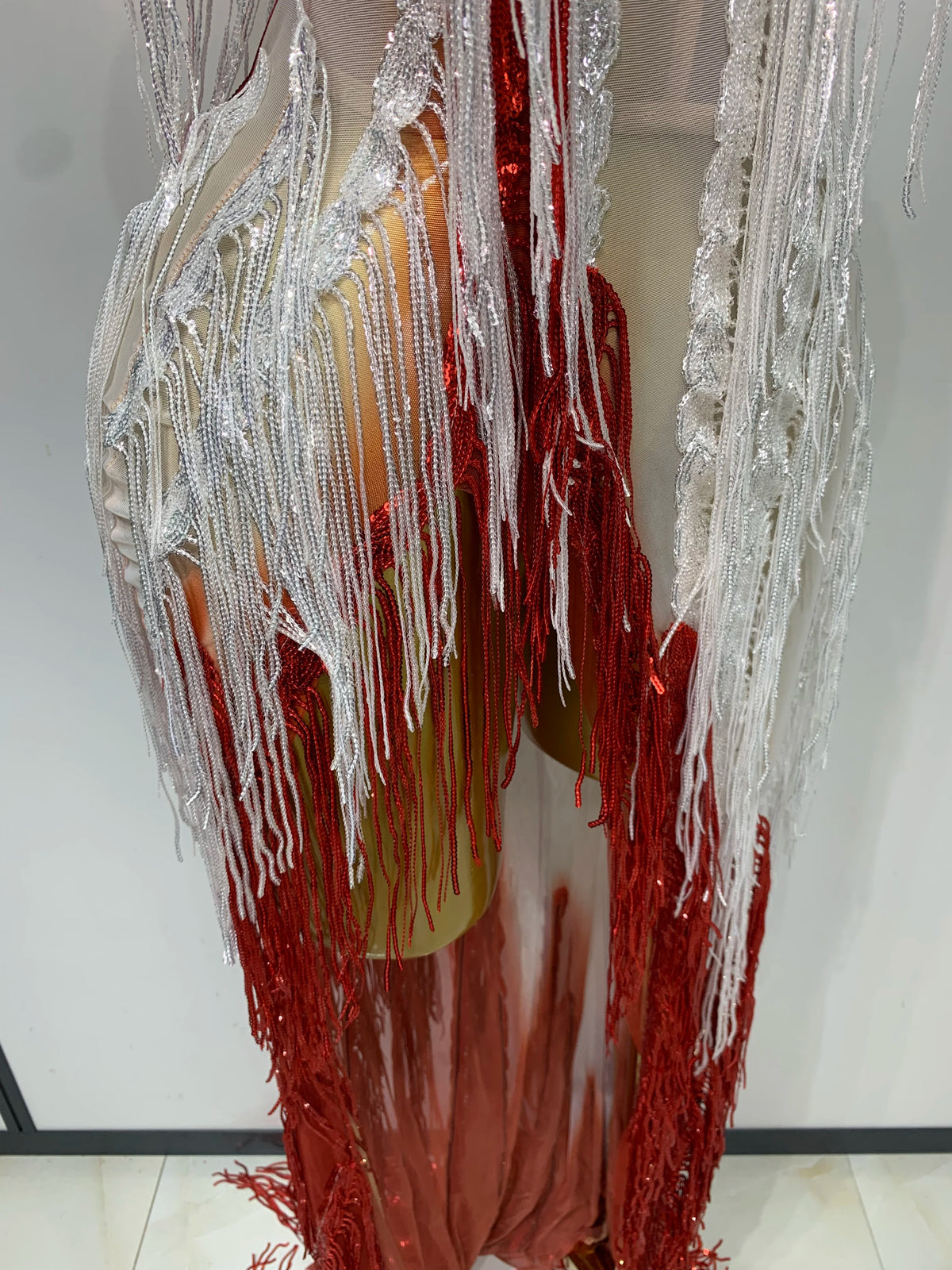 Gradient Tassel Pearl Maxi Dress