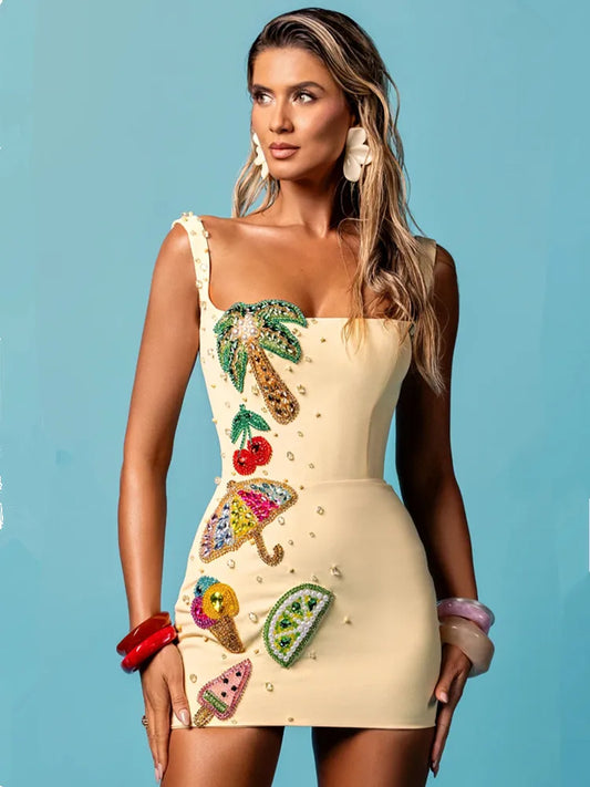 Tropikal Bodycon Bandage Mini Dress