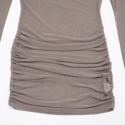 Off Shoulder Mesh Sheer Mini Dress