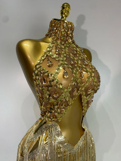 Dee Rhinestone Tassel Dress