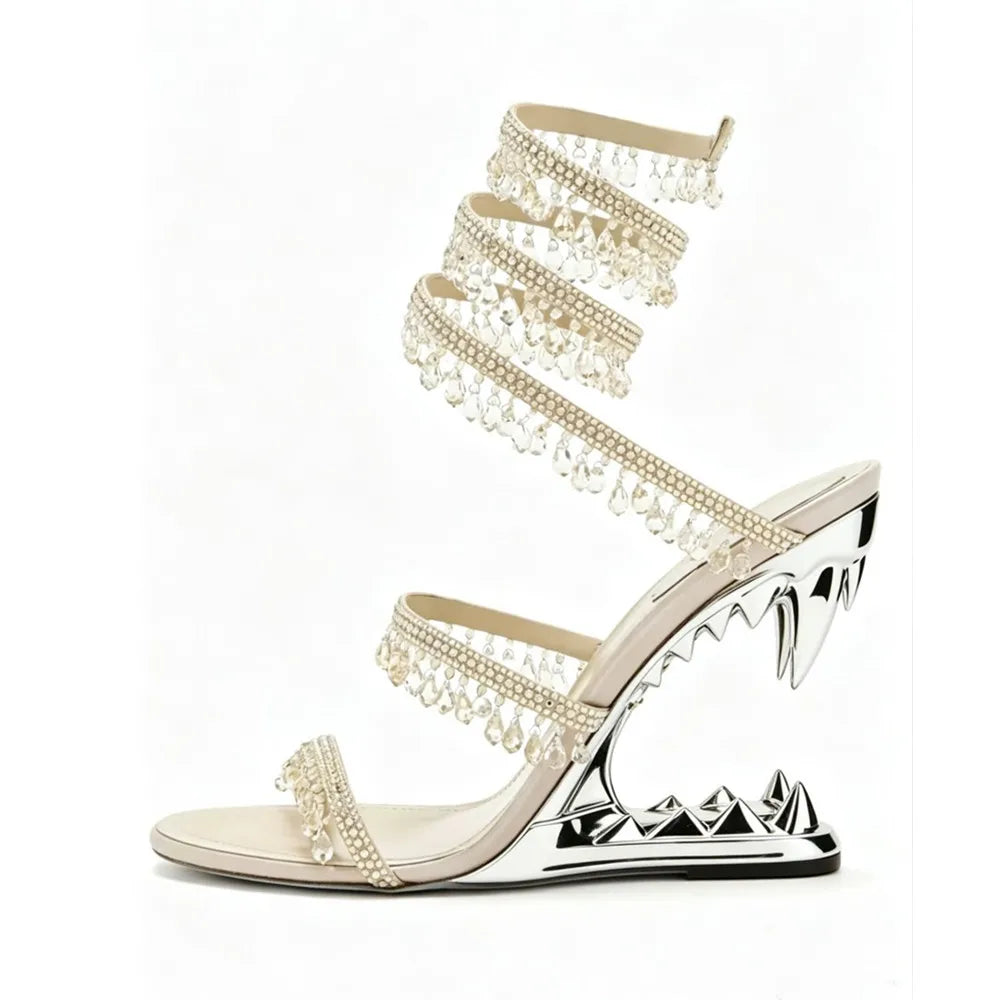Nisha Rhinestone Wedge High Heels