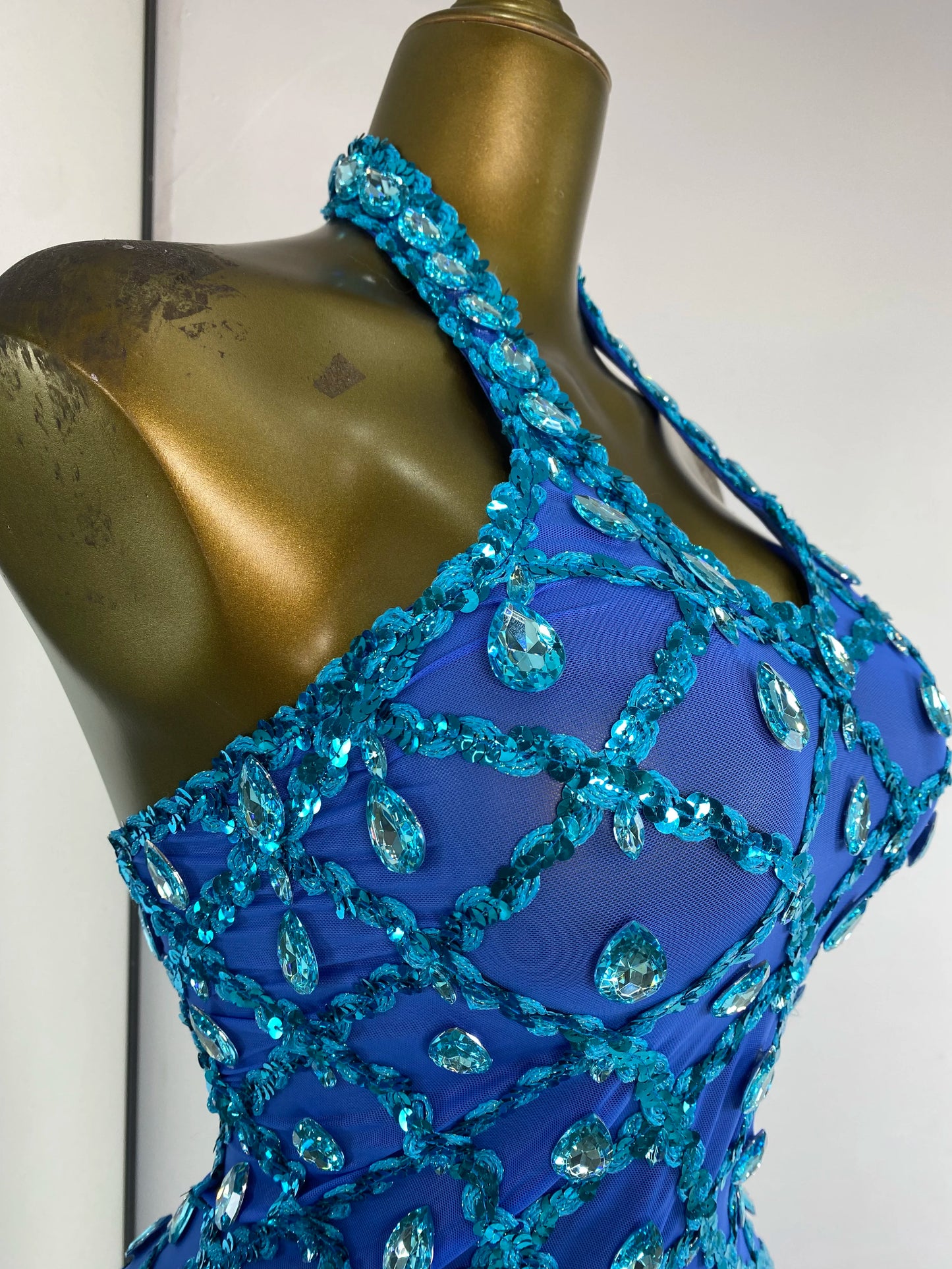 Blue Luxe Backless Maxi Dress