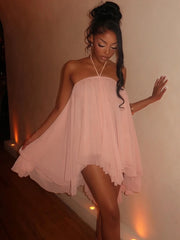 Asymmetrical Hem Backless Dress