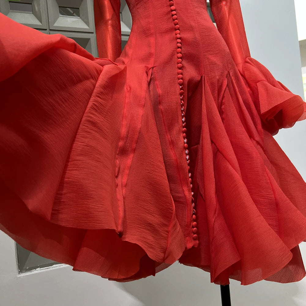 Lory Peated Flare Midi Dress