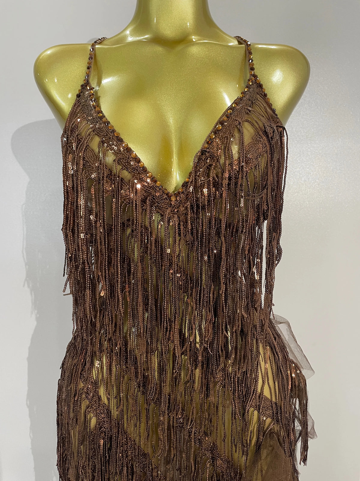 Alisa Rhinestone Tassel Sheer Maxi Dress
