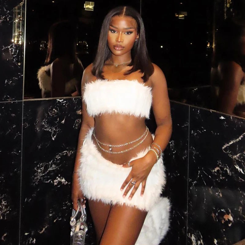 Taylor Fur Mini Skirt Set