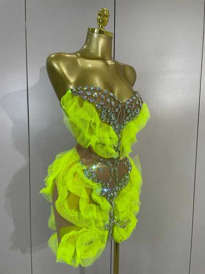 Pauline Mesh Ruffled Mini Dress