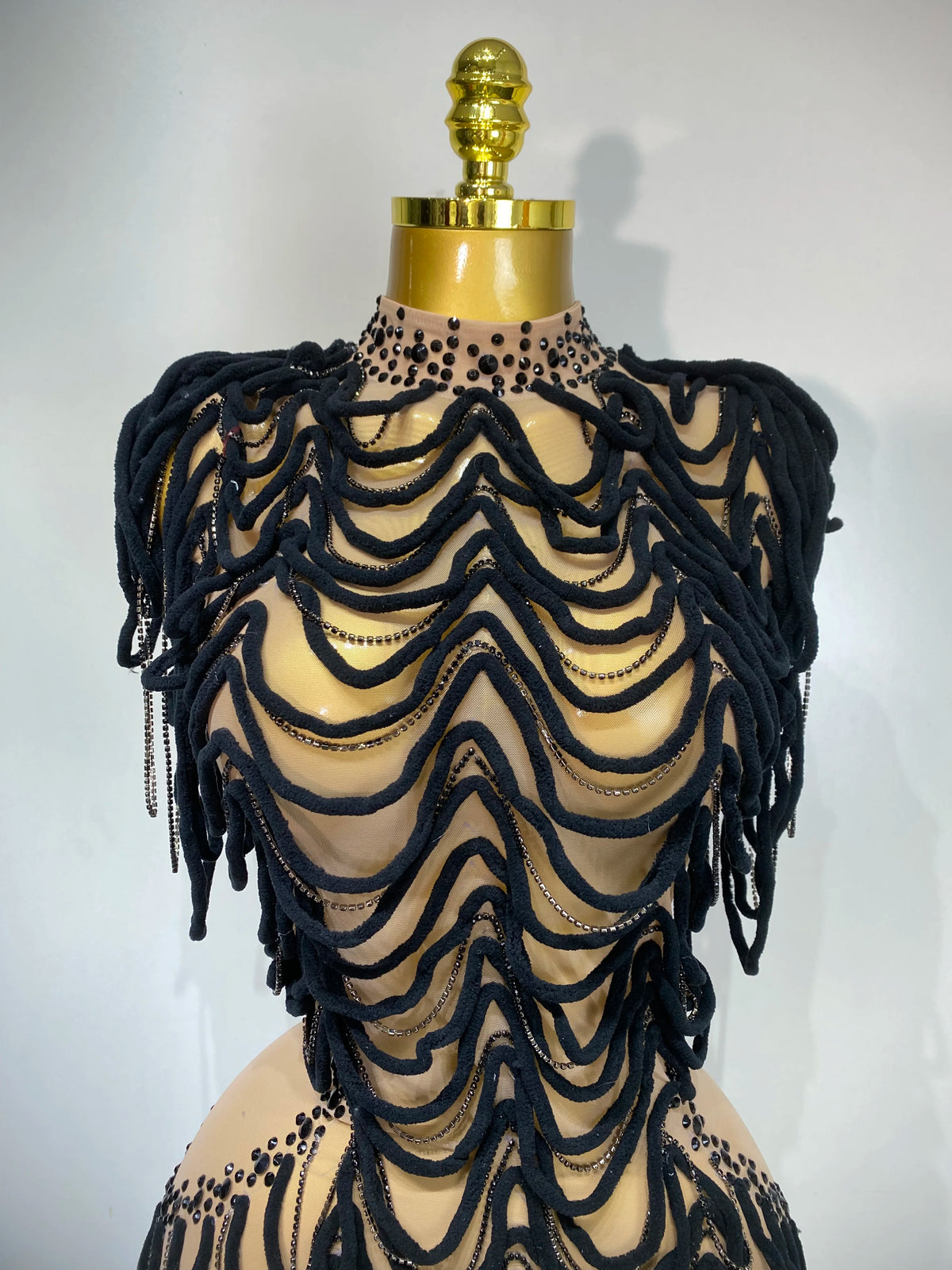 Monika Rinestone Mesh Mini Dress