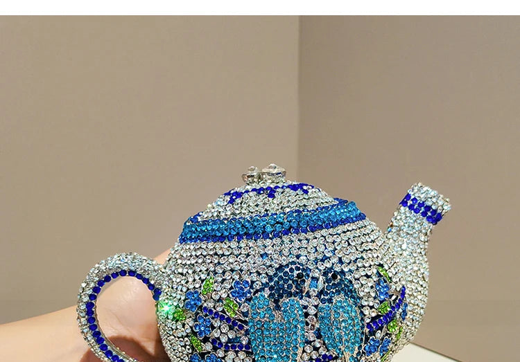 Teapot Rhinestone Clutch Bag