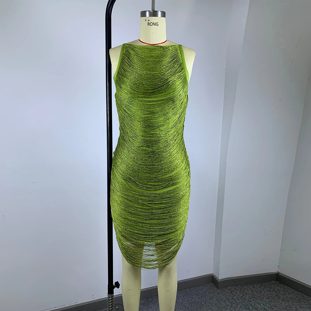 Taja Tassel Bandage Mini Dress