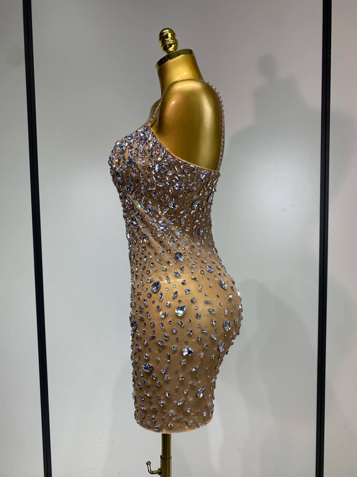 Zoey Rhinestone Mesh Mini Dress