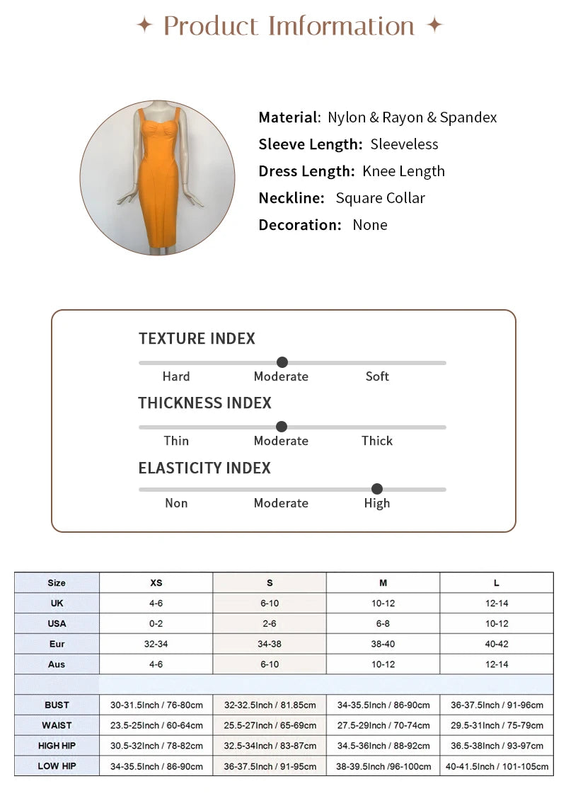 Vibrant Orange Bodycon Bandage Dress