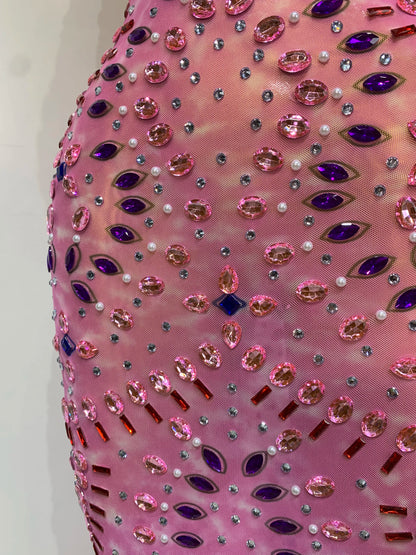 Adelina Rhinestone Backless Maxi Dress