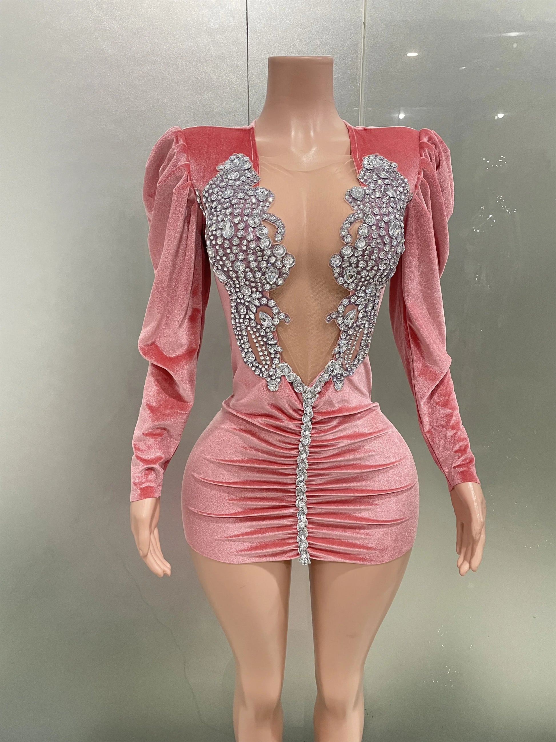 mini pink velvet dress DRESS AFTER PARTY PADS Pink Velvet