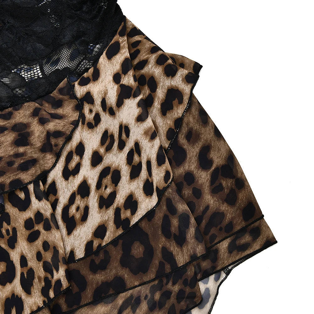 Leopard Inclined Shoulder Dress