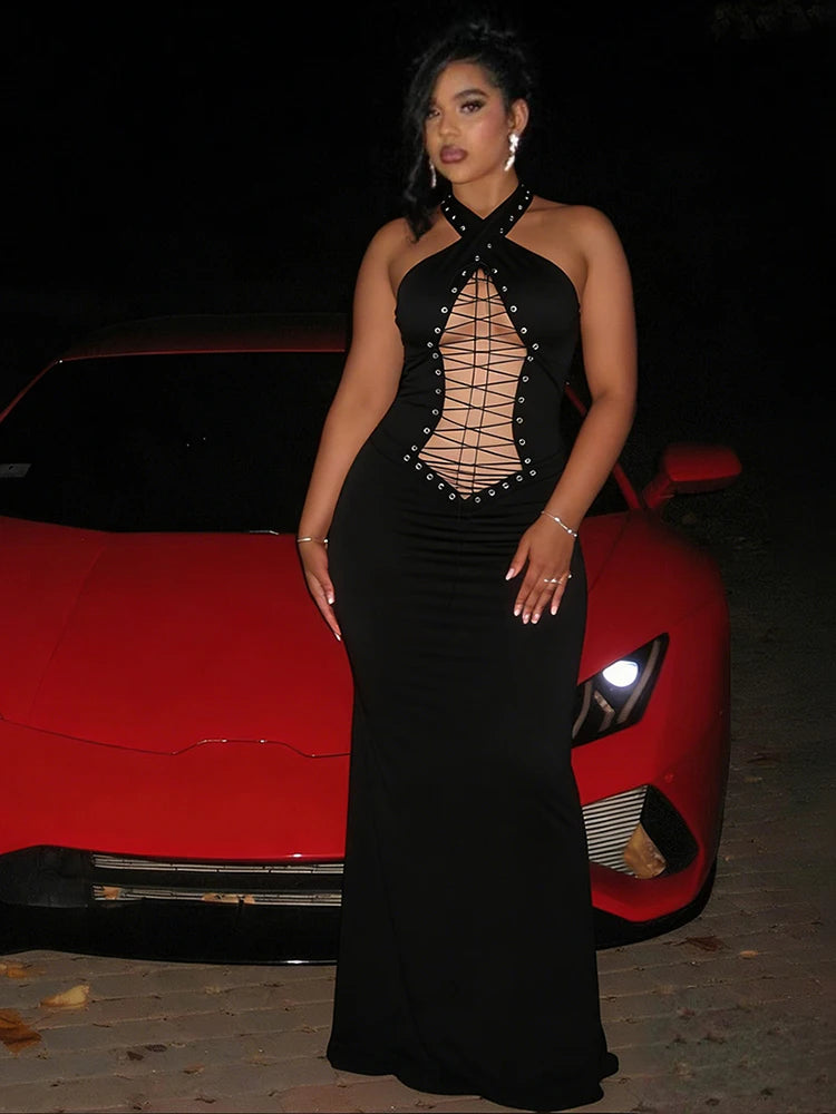 Cross Bodycon Maxi Dress