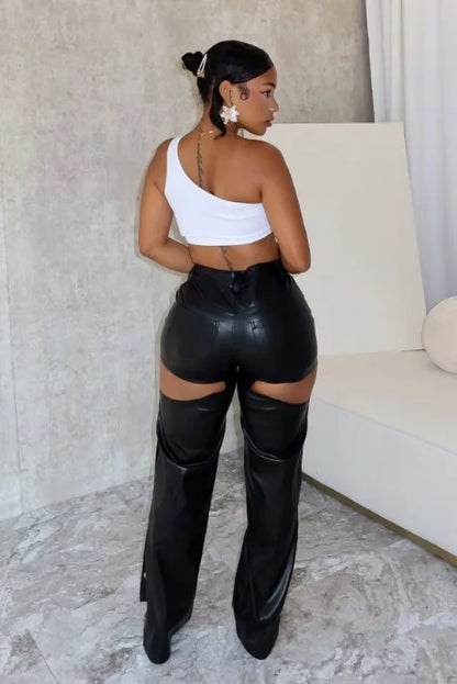 Leather Cutout Pants