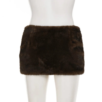 Furry Pleated Mini Skirt