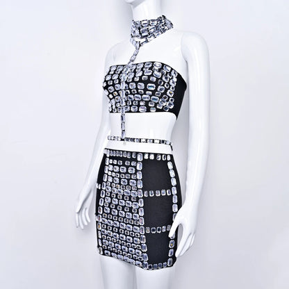 Luxe Stone Bandage Mini Skirt Set