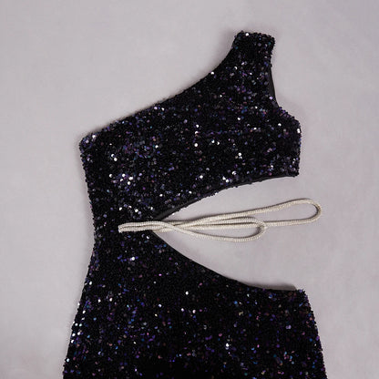 Jazmin Sequin Asymmetrical Mini Dress