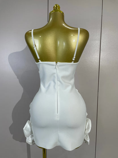 Chic 3D Beaded Flower Bandage Mini Dress