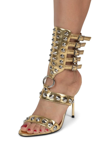 Riveted Leather High Heels