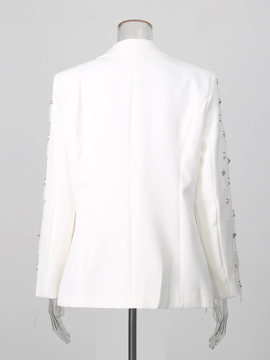 Chic Beaded Blazer Pants Set