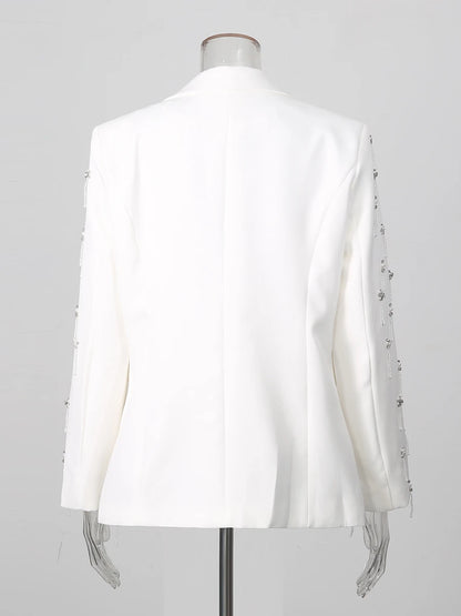 Chic Beaded Blazer Pants Set