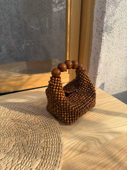 Wooden Bucket Beaded Bag