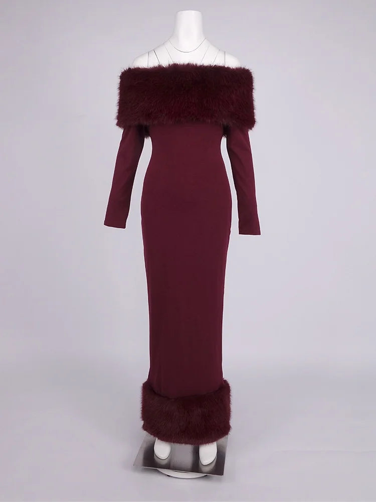 Lorene Fur Maxi Dress
