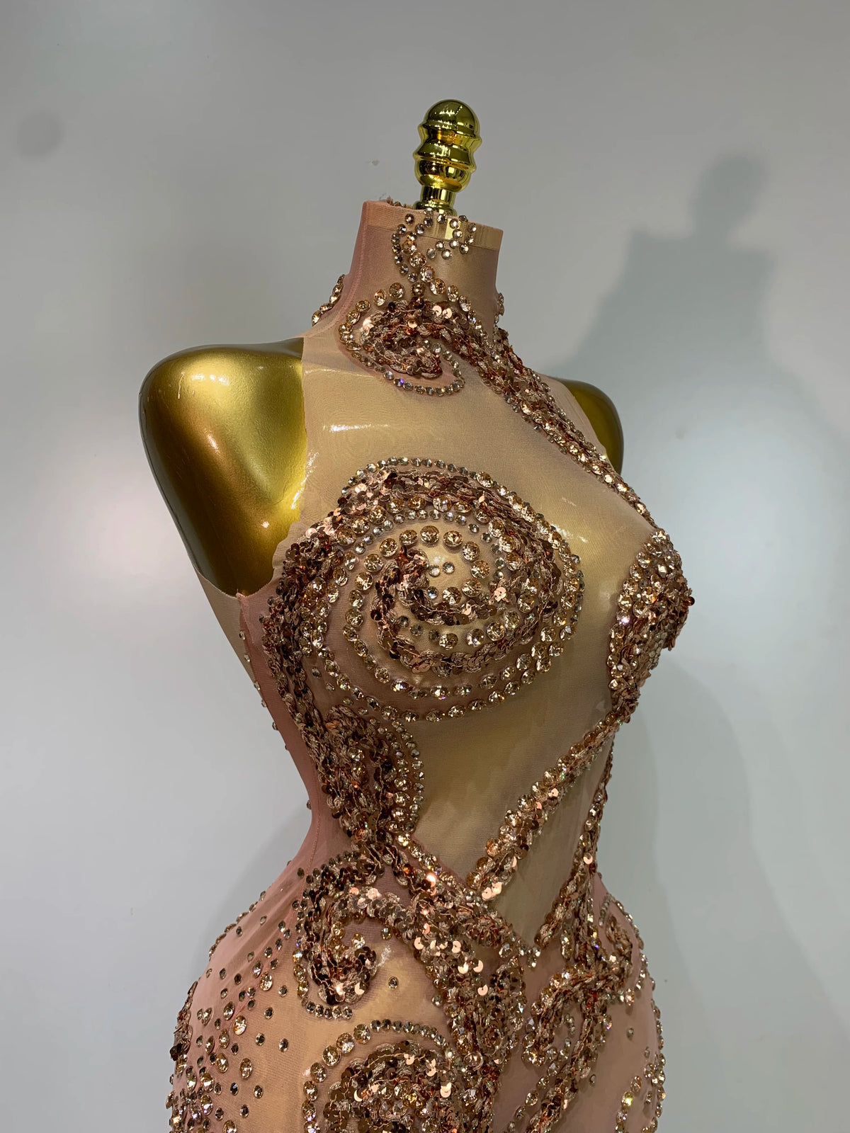 Rose Gold Diamond Asymmetric Dress